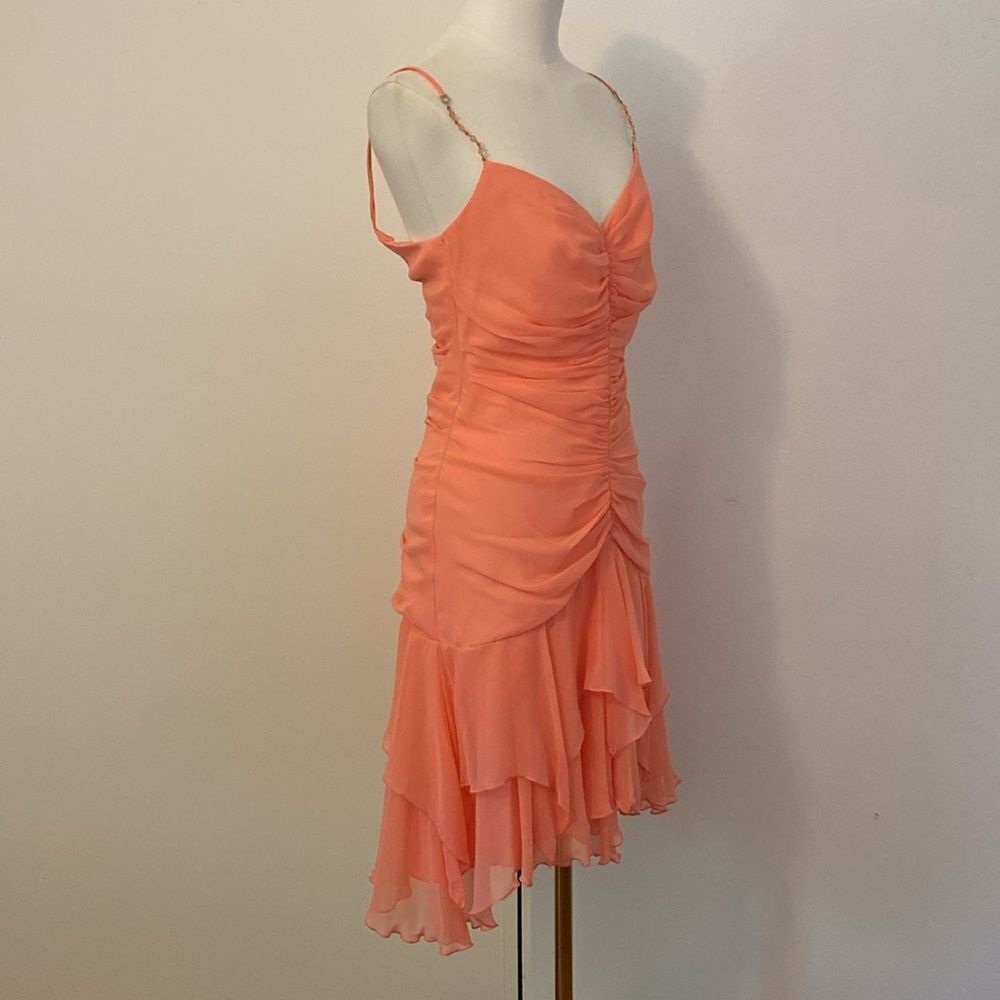Vintage Peach / Light Orange ABS by Allen Schwartz Jellyfish Hem Dress Size 6 - Picture 5 of 13